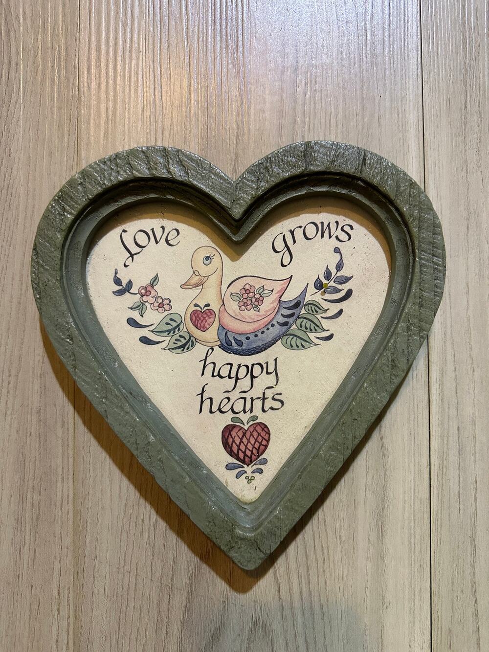 Vintage Homco Heart Shaped Wall Plaque 1988 Duck Country Folk Art 7.75"